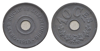 Люксембург 10 сантимов 1915 год-тип, Мария Аделаида (1912-1919), Германская оккупация KM 28 цинк 4659-419