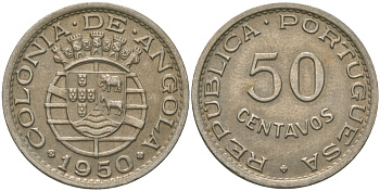 Ангола 50 сентаво 1950 KM 72 никель бронза 4621-655