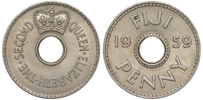 Фиджи 1 пенни 1959 Елизавета II (1952- ) KM 21 медно-никель 51-4121