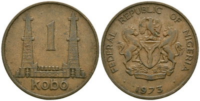 Нигерия 1 кобо 1973 KM 8.1 бронза 4167-756