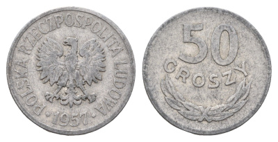 Польша 50 грошей 1957 Y 48.1 алюминий 4637-951
