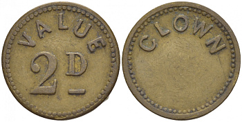 АНГЛИЯ ЖЕТОН ND VALUE 2D CLOWN желтый металл 4532-1116