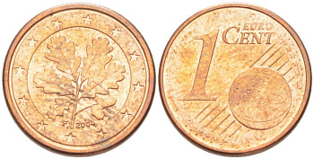 ГЕРМАНИЯ 1 ЕВРОЦЕНТ 2004 F KM 207 сталь плакированная медью 218-1237