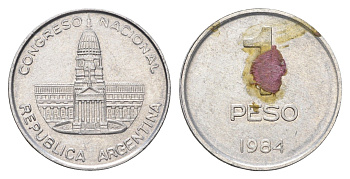 Аргентина 1 песо 1984 год-тип KM 91 алюминий 4663-627