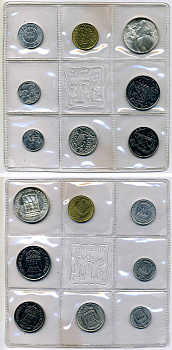 Сан-Марино годовой набор из 8 монет 1973 1, 2, 5, 10, 20, 50, 100 и 500 лир ребёнок держит голубя KM 22-29, в оригинальной пластиковой запайке серебро KM MS2 серебро UNC 3-4-5-18