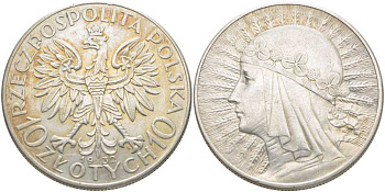 Польша 10 злотых 1932 королева Ядвига, монетный двор Варшава KM 22 серебро 5010-1035