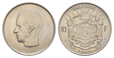 Бельгия 10 франков 1969 Belgique, Бодуэн I (1951-1993) KM 155 никель 4538-944
