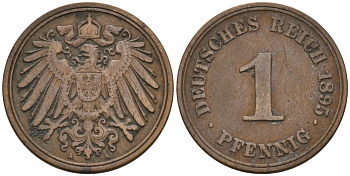 Германия 1 пфенниг 1895 A KM 10, J. 10 медь 4567-1118