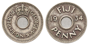 Фиджи 1 пенни 1934 Георг V (1910-1936) KM 2 медно-никель 4671-354