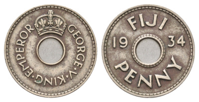 Фиджи 1 пенни 1934 Георг V (1910-1936) KM 2 медно-никель 4671-354