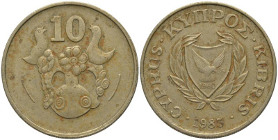 Кипр 10 центов 1983 KM 56.1 никель латунь 181-515