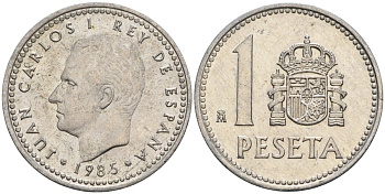 Испания 1 песета 1985 M, Хуан Карлос I (1975-2014) KM 821 алюминий 4401-616
