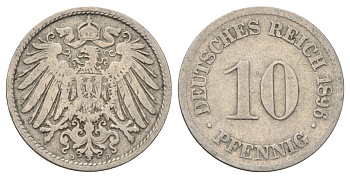 Германия 10 пфеннигов 1896 D KM 12, J. 13 медно-никель 4701-1064