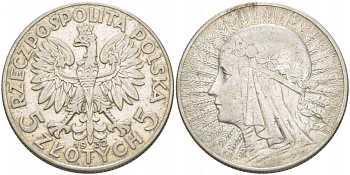 Польша 5 злотых 1932 Ядвига KM 21 серебро 4545-1112