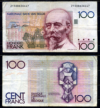 Бельгия 100 франков ND (1989-1994) Pick 142 a (6) бумага 7198-1-2-1
