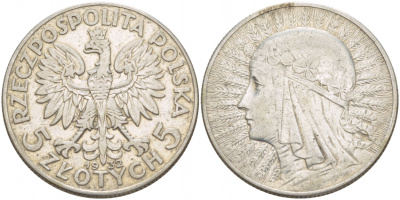 Польша 5 злотых 1932 Ядвига KM 21 серебро 4545-1112