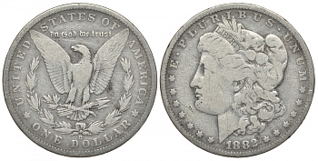 США 1 доллар 1882 O, Морган доллар, монетный двор Орлеан KM 110 серебро 272-1415
