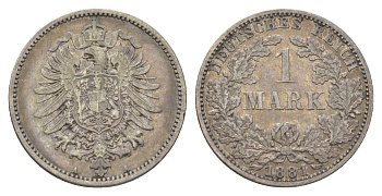 Германия 1 марка 1881 A, Вильгельм I (1861-1888) KM 7, J. 9 серебро 4626-136
