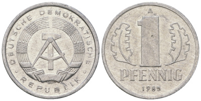 ГДР 1 пфенниг 1985 A KM 8.2 алюминий 4651-1267