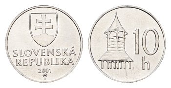 Словакия 10 геллеров 2001 KM 17 алюминий UNC 4685-644