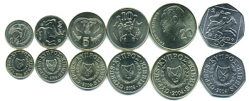 Кипр лот из 6 монет 2004 50, 20, 10, 5, 2, 1 центов UNC N3-08