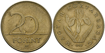 Венгрия 20 форинтов 1993 венгерский ирис KM 696 никель латунь 4120-316