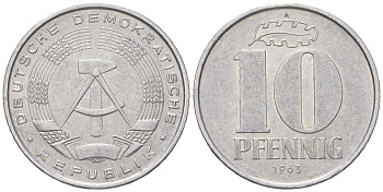 ГДР 10 пфеннигов 1963 A KM 10 алюминий 201-811