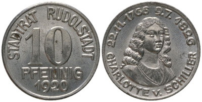 Рудольштадт (Тюрингия) 10 пфеннингов 1920 Funck 457.8, Men18 27630.4 железо aUNC 4164-269