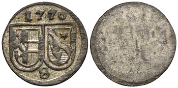 Австрия, Зальцбург 1 пфенниг 1770 Зигмунд фон Шраттенбах (1753-1771) KM 366, Probszt 2381, Zöttl 3109 серебро 00-00