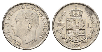 Румыния 100 леев (лей) 1936 Кароль II (1930-1940) KM 54 никель aUNC 4116-824