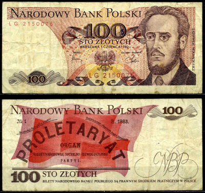 Польша 100 злотых 1982 1 июня 1982, Людвиг-Фаддей Варынский Pick 143d бумага 6287-23-3-2