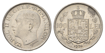 Румыния 100 леев (лей) 1936 Кароль II (1930-1940) KM 54 никель aUNC 4116-824