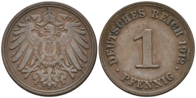 Германия 1 пфенниг 1912 D KM 10, J. 10 медь 4576-239