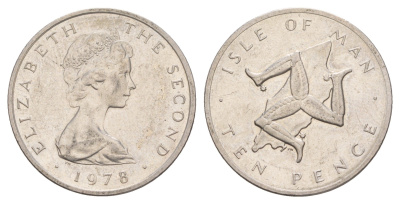 Остров Мэн 10 пенсов 1978 PM, Елизавета II (1952-2022) KM 36 медно-никель aUNC 4654-657