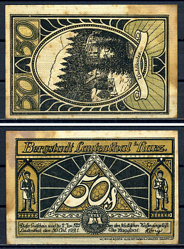 Лаутенталь (Харц, Ганновер, Нижняя Саксония) 50 пфеннигов 1921 Вальдкатер Mehl Grabowski 778.1-2/12 картон aUNC 7556-2-1-1