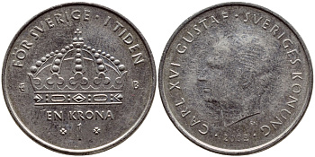 Швеция 1 крона 2002 Карл XVI Густав (1973- ) KM 894 медно-никель 4364-1327