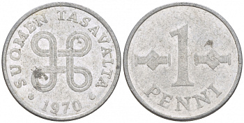 ФИНЛЯНДИЯ 1 ПЕННИ 1970 КМ 44a алюминий 3309-261