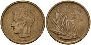 Бельгия 20 франков 1980 Belgie, Бодуэн I (1951-1993) KM 160 никель бронза 4599-212