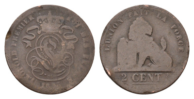 Бельгия 2 сантима 1835 Леопольд I (1831-1865) KM 4 медь 4152-942
