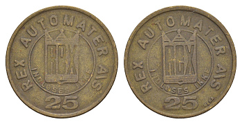 Норвегия жетон для торгового автомата в 25 эре диаметр 23 мм, вес 4 гр латунь 4656-633