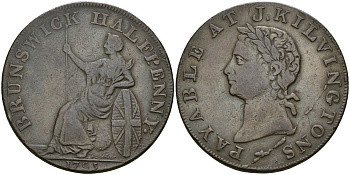 Великобритания, Мидлсекс 1/2 пенни 1795 токены Кондера Dalton & Hamer 346 медь 1529-542