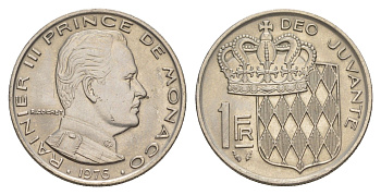 Монако 1 франк 1976 KM 140 никель UNC 4633-1135