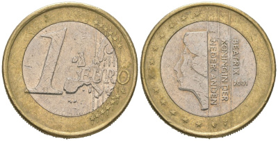 Нидерланды 1 евро 2001 KM 240 биметалл 4604-1034