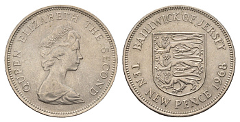 Джерси 10 пенсов 1968 Елизавета II (1952-2022) KM 33 медно-никель UNC 4634-424