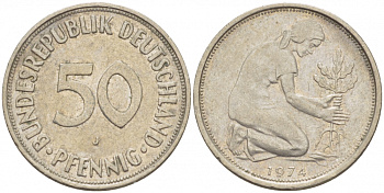 ФРГ 50 пфеннигов 1974 J KM 109.2 медно-никель 4609-118