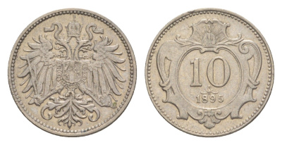 Австрия 10 геллеров 1895 Франц Иосиф I (1848-1916) KM 2802 никель 4639-1038