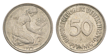 ФРГ 50 пфеннигов 1973 F KM 109, J. 384 медно-никель 4613-1128