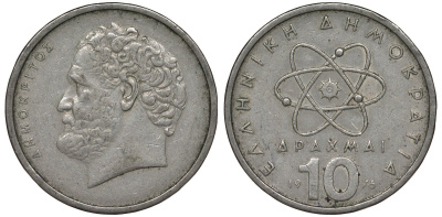 Греция 10 драхм 1976 Демокрит KM 119 медно-никель 4131-211
