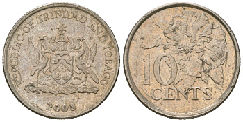 Тринидад и Тобаго 10 центов 2008 KM 31 медно-никель 4611-656