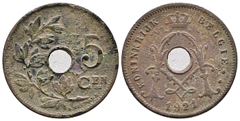 Бельгия 5 сантимов 1921 Belgie KM 67 медно-никель    4608-663